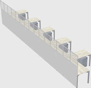 Shared l-shaped cubicle