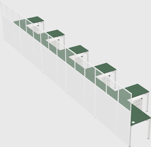 Shared l-shaped cubicle