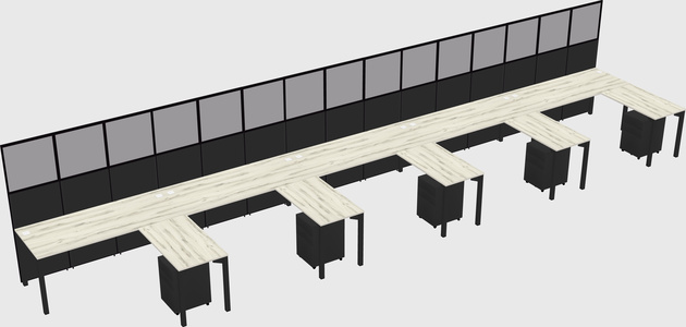 Shared l-shaped cubicle