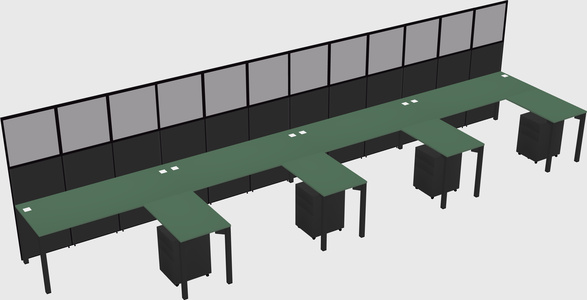 Shared l-shaped cubicle
