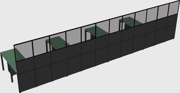 Shared l-shaped cubicle