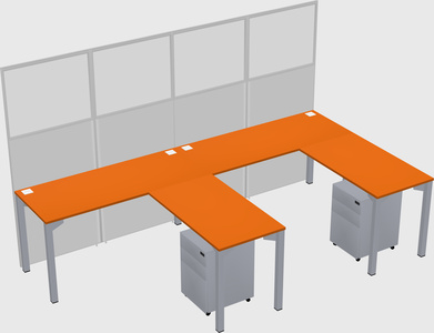 Shared l-shaped cubicle