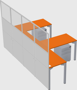 Shared l-shaped cubicle