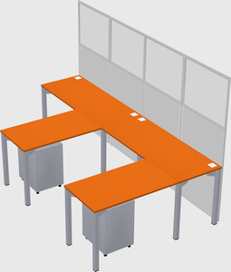 Shared l-shaped cubicle