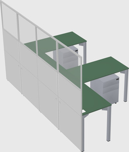 Shared l-shaped cubicle
