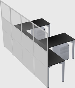 Shared l-shaped cubicle