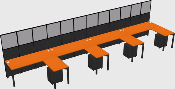 Shared l-shaped cubicle