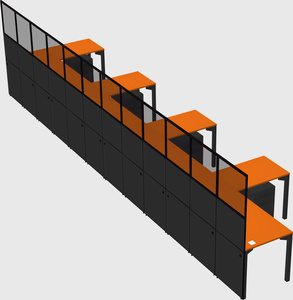 Shared l-shaped cubicle