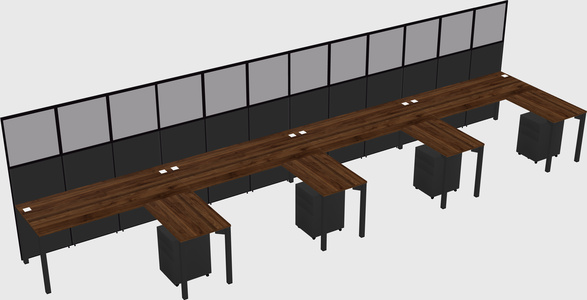 Shared l-shaped cubicle