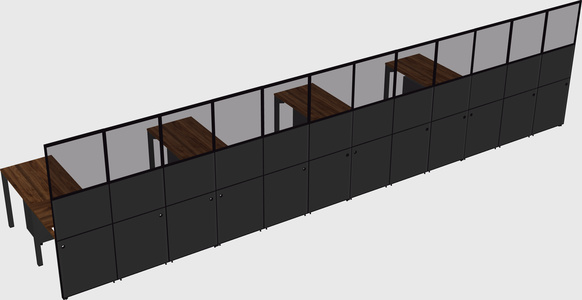 Shared l-shaped cubicle