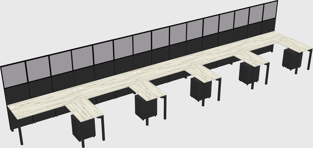 Shared l-shaped cubicle