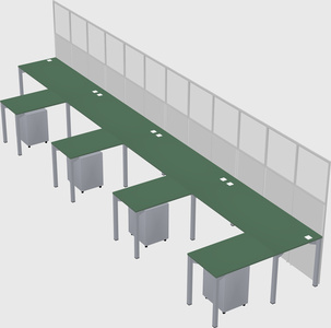 Shared l-shaped cubicle