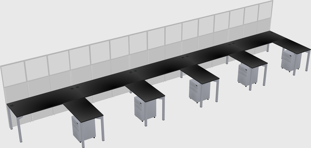 Shared l-shaped cubicle