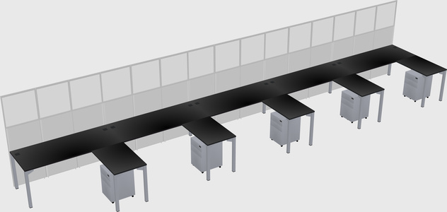 Shared l-shaped cubicle