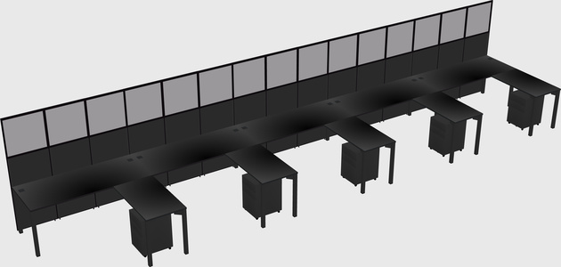 Shared l-shaped cubicle