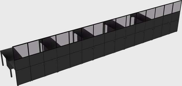 Shared l-shaped cubicle