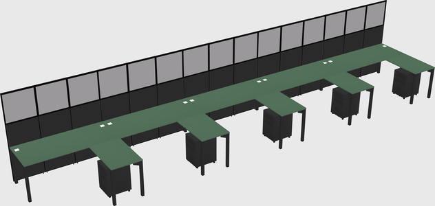 Shared l-shaped cubicle