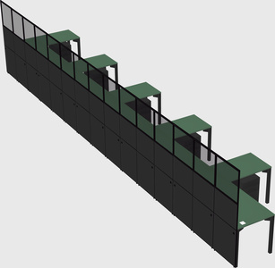 Shared l-shaped cubicle