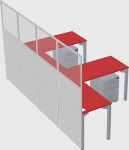 Shared l-shaped cubicle