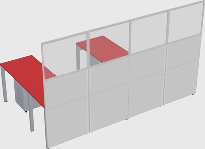 Shared l-shaped cubicle
