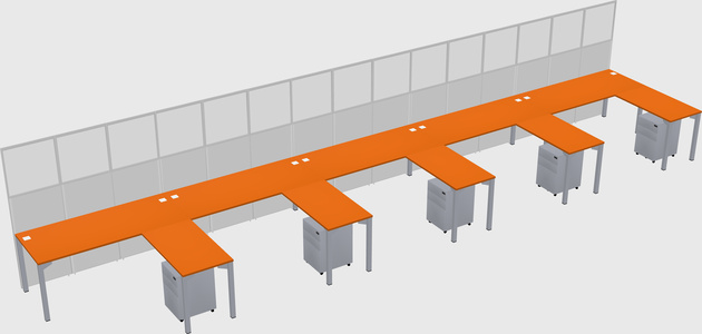 Shared l-shaped cubicle