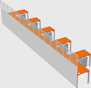 Shared l-shaped cubicle
