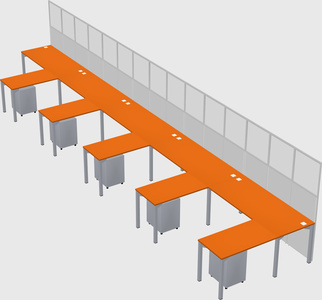 Shared l-shaped cubicle