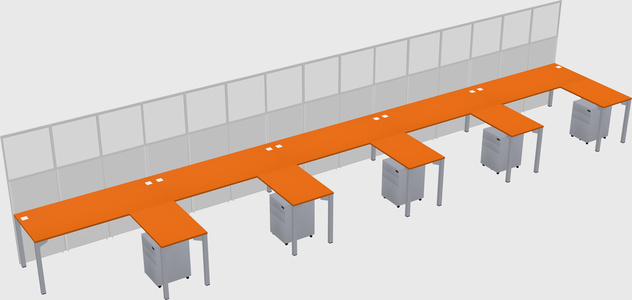 Shared l-shaped cubicle