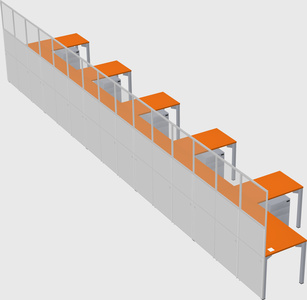 Shared l-shaped cubicle
