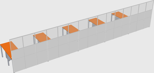 Shared l-shaped cubicle