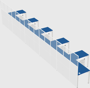 Shared l-shaped cubicle
