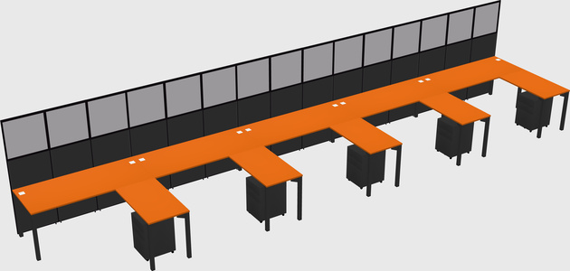 Shared l-shaped cubicle