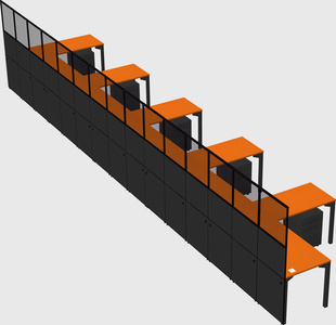 Shared l-shaped cubicle