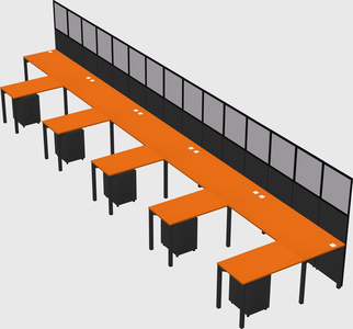 Shared l-shaped cubicle