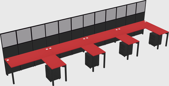 Shared l-shaped cubicle