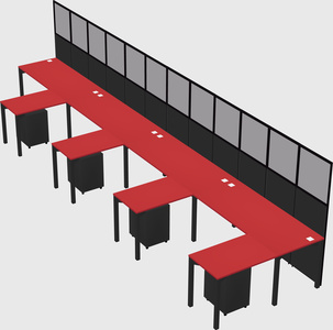Shared l-shaped cubicle