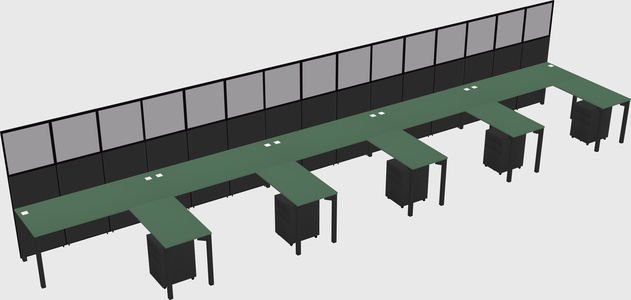 Shared l-shaped cubicle