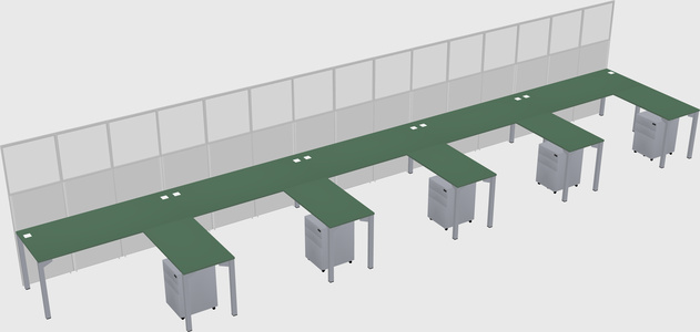 Shared l-shaped cubicle