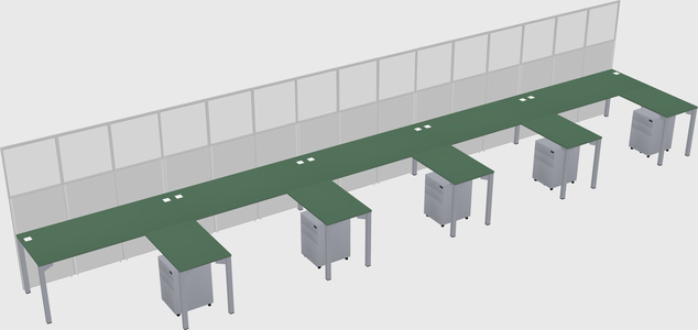 Shared l-shaped cubicle