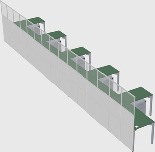 Shared l-shaped cubicle