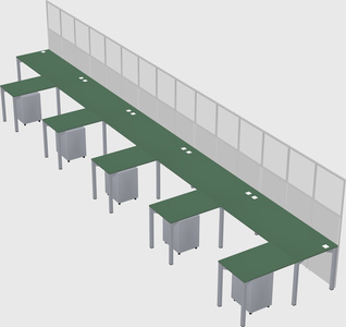 Shared l-shaped cubicle