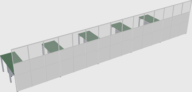 Shared l-shaped cubicle