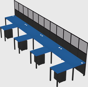 Shared l-shaped cubicle