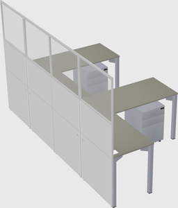 Shared l-shaped cubicle