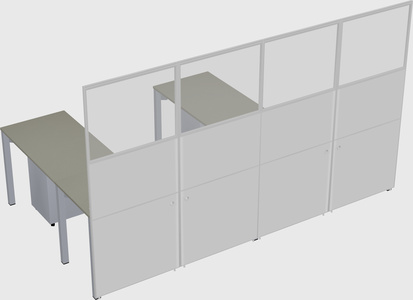 Shared l-shaped cubicle