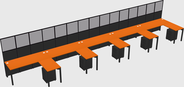 Shared l-shaped cubicle