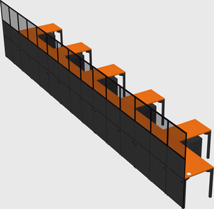 Shared l-shaped cubicle