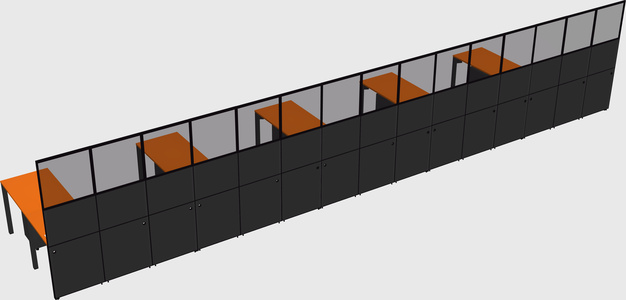 Shared l-shaped cubicle