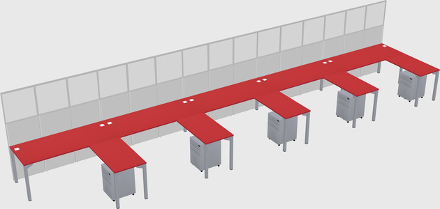 Shared l-shaped cubicle
