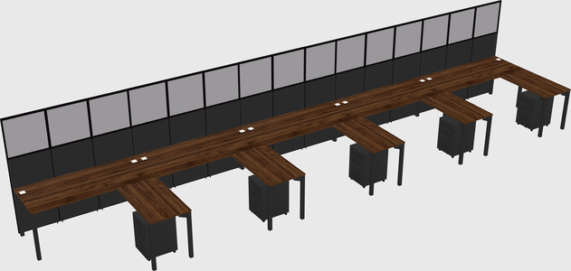 Shared l-shaped cubicle